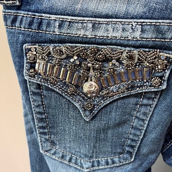 Miss Me Women's‎ Jeans Boot Cut Distressed Embellished- Size 28 - Picture 3 of 8